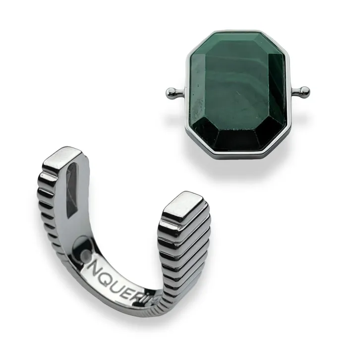 Rings MyCONQUERing Silver ViaDeco Octangle Crystal Fidget Ring