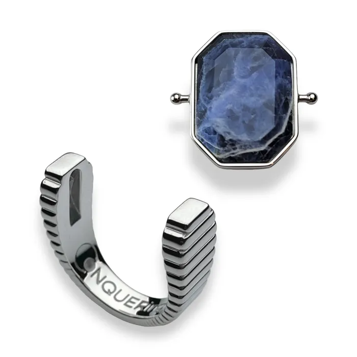 Rings MyCONQUERing Silver ViaDeco Octangle Crystal Fidget Ring