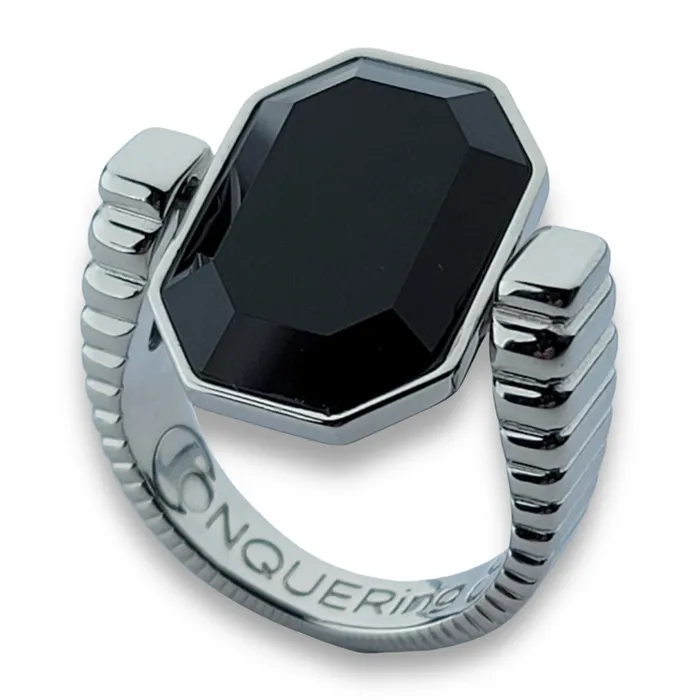 Rings MyCONQUERing Silver ViaDeco Octangle Crystal Fidget Ring