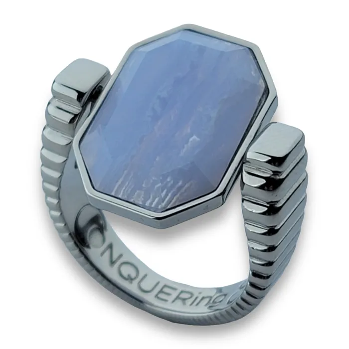Rings MyCONQUERing Silver ViaDeco Octangle Crystal Fidget Ring