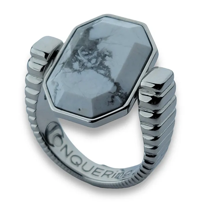 Rings MyCONQUERing Silver ViaDeco Octangle Crystal Fidget Ring