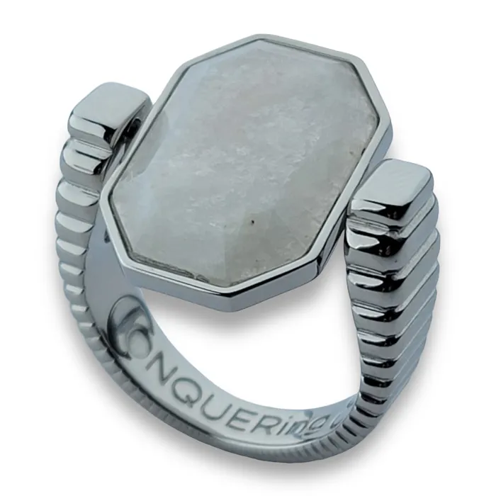 Rings MyCONQUERing Silver ViaDeco Octangle Crystal Fidget Ring
