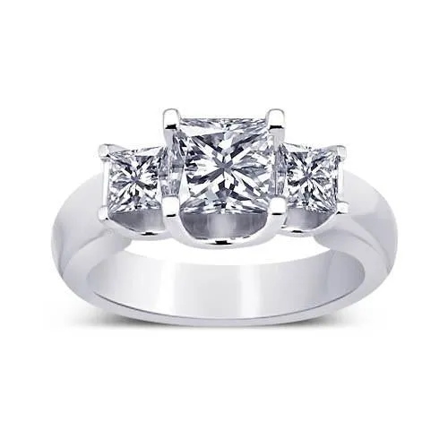 Rings Three Stone Ring Princess Natural Earth Mined Diamond 230 Carat White Gold 14K New GB Rings Three Stone Ring Princess Natural Earth Mined Diamond 230 Carat White Gold 14K New GB