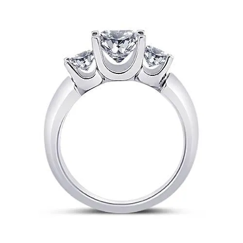 Rings Three Stone Ring Princess Natural Earth Mined Diamond 230 Carat White Gold 14K New GB
