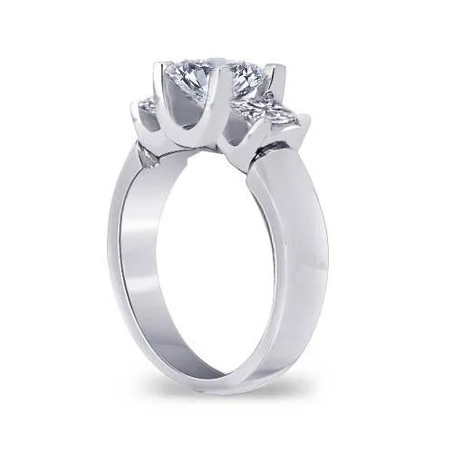 Rings Three Stone Ring Princess Natural Earth Mined Diamond 230 Carat White Gold 14K New GB