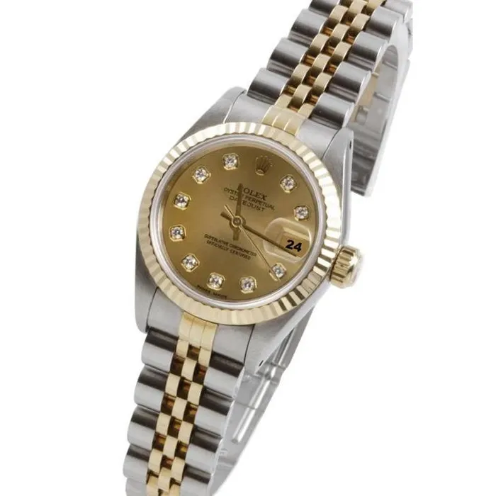 Rolex Ss Gold Datejust Ladywatch Champagne Diamond Fluted Bezel GB PreStyled Sets