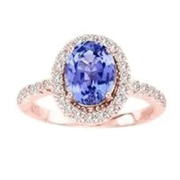 Rose Gold 14K 1540 Carats Tanzanite With Natural Earth Mined Diamonds Ring New GB Rings Rose Gold 14K 1540 Carats Tanzanite With Natural Earth Mined Diamonds Ring New GB Rings