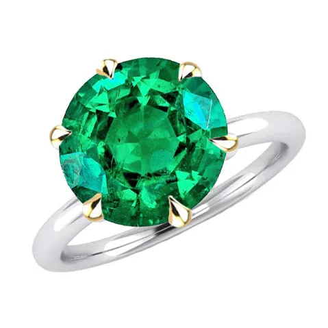 Round Cut Genuine Green Emerald Solitaire Ring HarryChadEntcom Rings