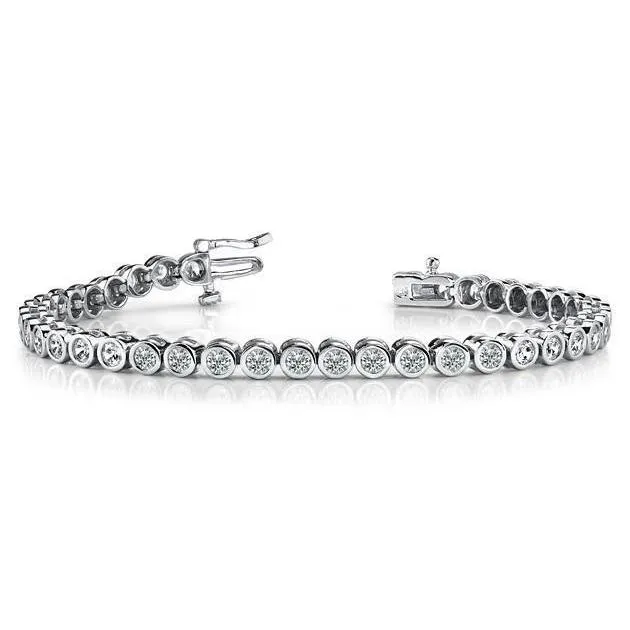 Round Cut Natural Earth Mined Diamond Tennis Bracelet Bezel Set 480 Carat White Gold 14K GB Bracelets