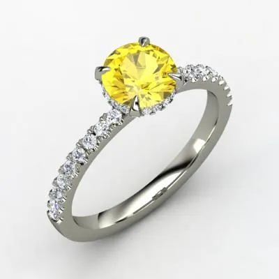 Round Yellow Sapphire Natural Earth Mined Diamond Wedding Ring 350 Carats White Gold 14K GB Rings Round Yellow Sapphire Natural Earth Mined Diamond Wedding Ring 350 Carats White Gold 14K GB Rings