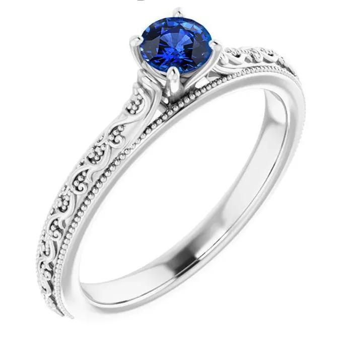 Sapphire Solitaire Ring 075 Carats Ceylon Blue Jewelry GB Rings