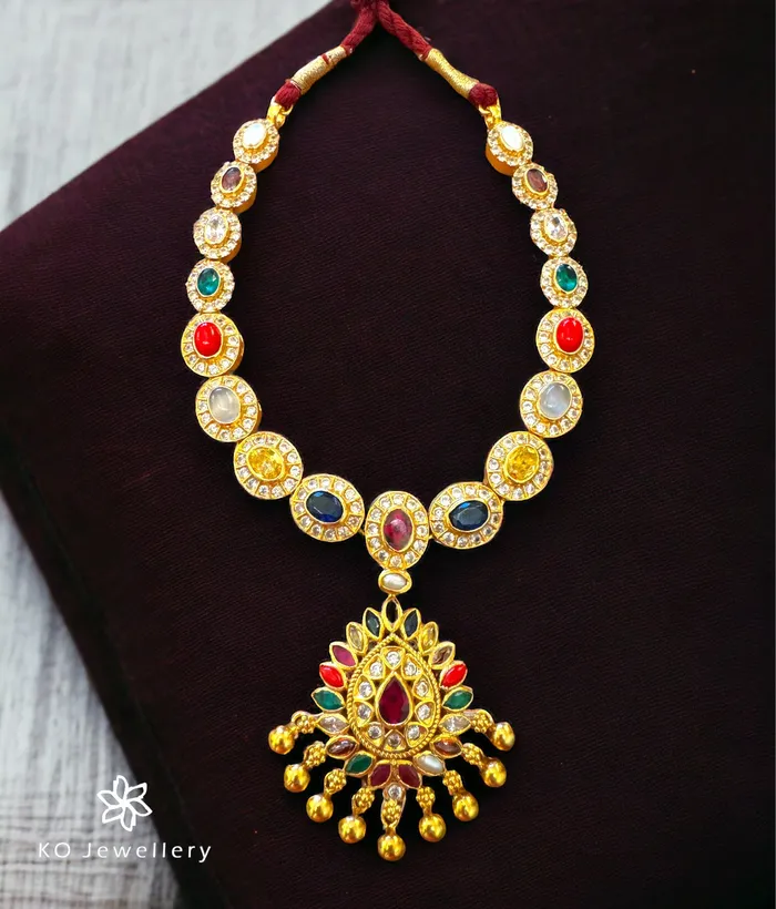 Silversmith Necklaces The Aadipta Silver Navratna Necklace