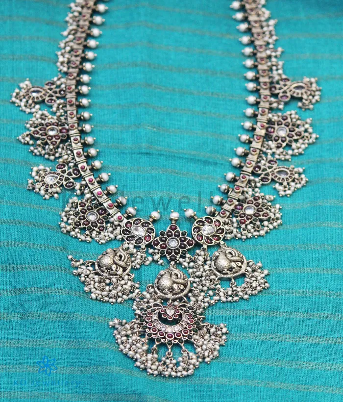 Silversmith Necklaces The Marala Silver Guttapusalu Necklace OxidisedRed