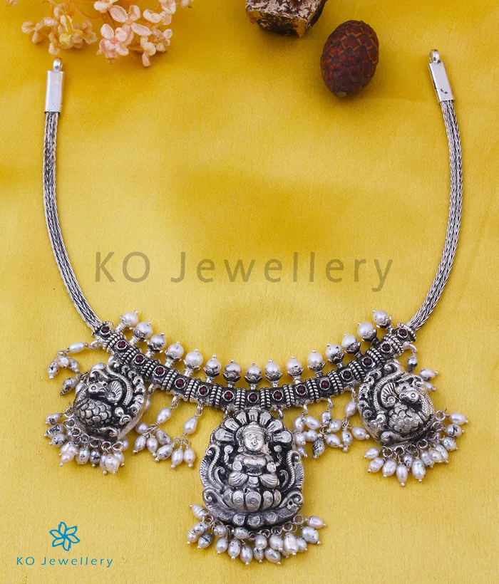 Silversmith Necklaces The Namrata Lakshmi Silver Necklace Oxidised