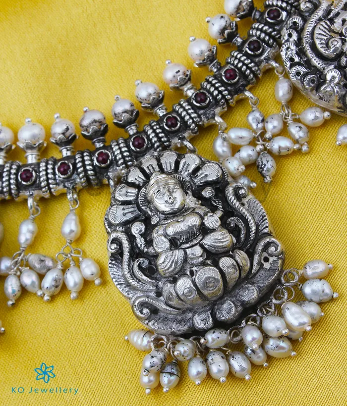 Silversmith Necklaces The Namrata Lakshmi Silver Necklace Oxidised