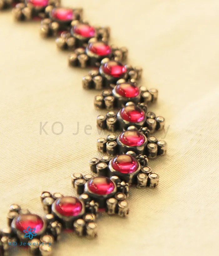 Silversmith Necklaces The Navita Silver Kempu Necklace Oxidised