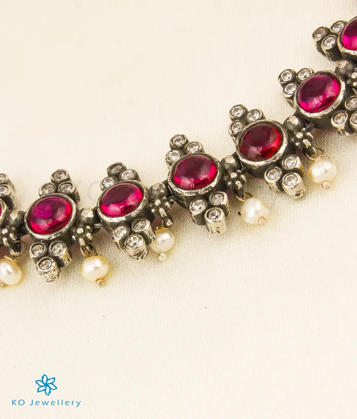 Silversmith Necklaces The Navita Silver Kempu Necklace Oxidised