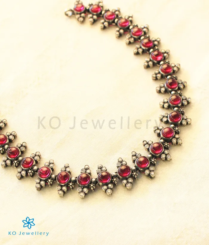 Silversmith Necklaces The Navita Silver Kempu Necklace Oxidised