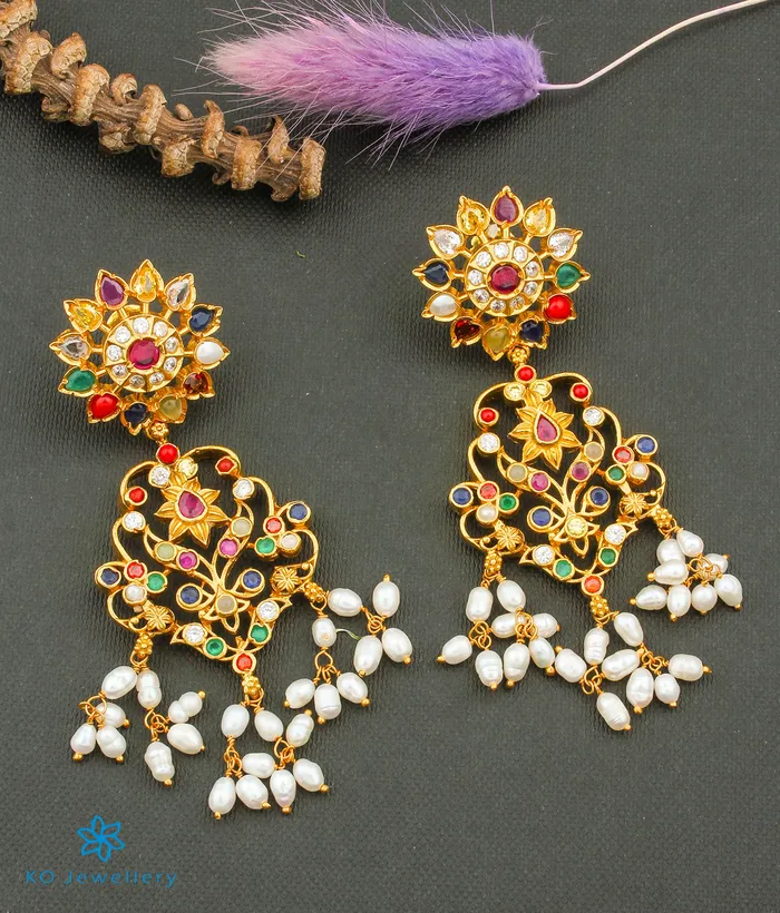 Silversmith Necklaces The Puspavat Silver Navaratna Guttapusalu Necklace