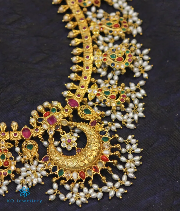 Silversmith Necklaces The Puspavat Silver Navaratna Guttapusalu Necklace