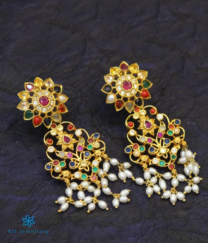 Silversmith Necklaces The Puspavat Silver Navaratna Guttapusalu Necklace