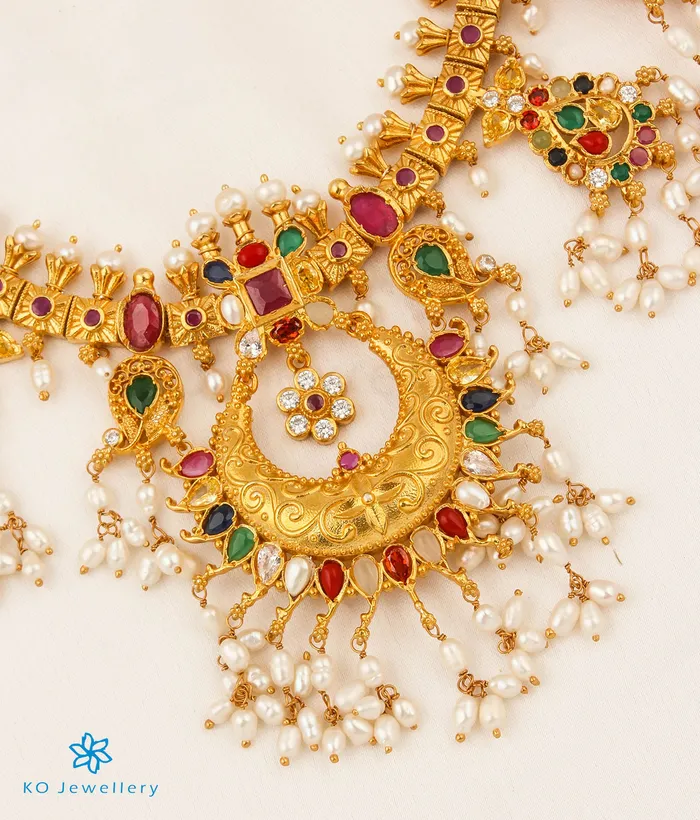 Silversmith Necklaces The Puspavat Silver Navaratna Guttapusalu Necklace