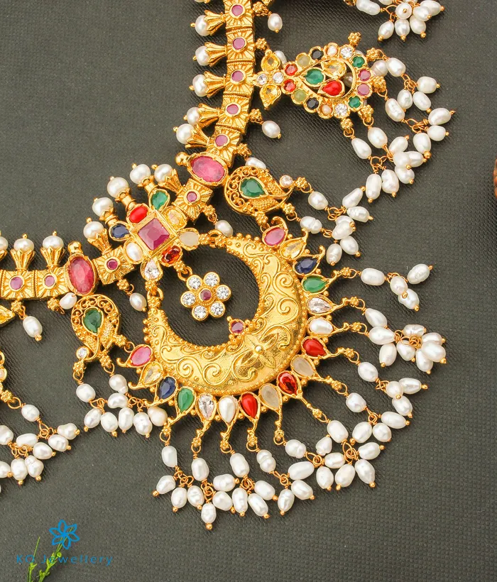 Silversmith Necklaces The Puspavat Silver Navaratna Guttapusalu Necklace