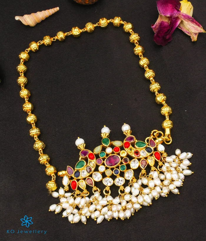 Silversmith Necklaces The Tanishka Silver Navratna Choker NecklaceVanki