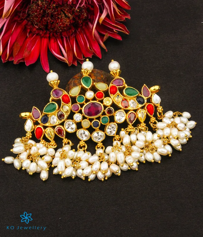 Silversmith Necklaces The Tanishka Silver Navratna Choker NecklaceVanki