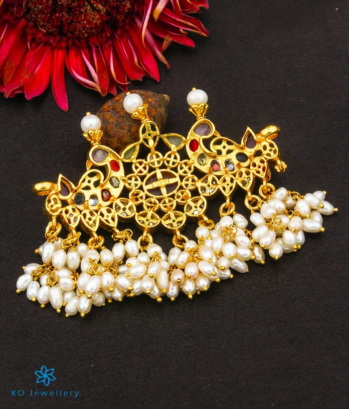 Silversmith Necklaces The Tanishka Silver Navratna Choker NecklaceVanki