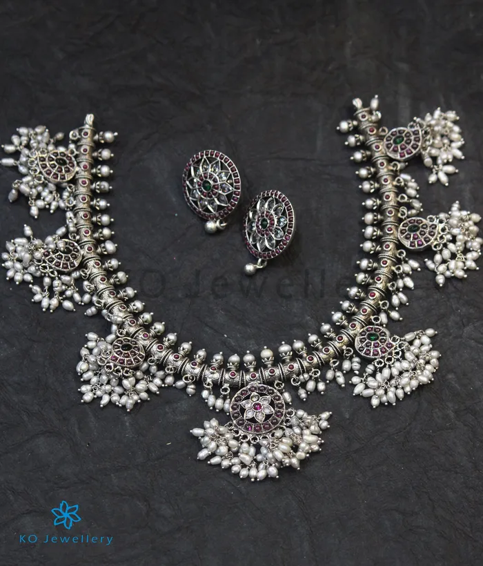 Silversmith The Vidisha Silver Guttapusalu Necklace Necklaces