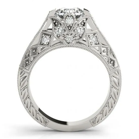 Solitaire With Accent 150 Ct Natural Earth Mined Diamond White Gold Engagement Ring GB Rings Solitaire With Accent 150 Ct Natural Earth Mined Diamond White Gold Engagement Ring GB Rings