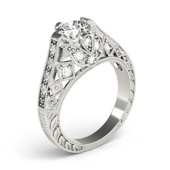 Solitaire With Accent 150 Ct Natural Earth Mined Diamond White Gold Engagement Ring GB Rings Solitaire With Accent 150 Ct Natural Earth Mined Diamond White Gold Engagement Ring GB Rings