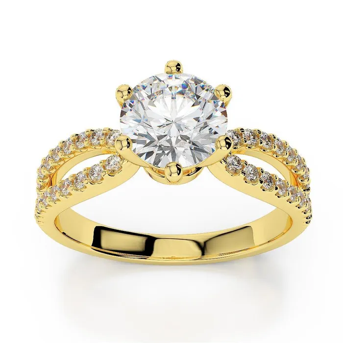 Solitaire With Accents Yellow Gold 250 Carats Real Natural Earth Mined Diamond Ring GB Rings Solitaire With Accents Yellow Gold 250 Carats Real Natural Earth Mined Diamond Ring GB Rings