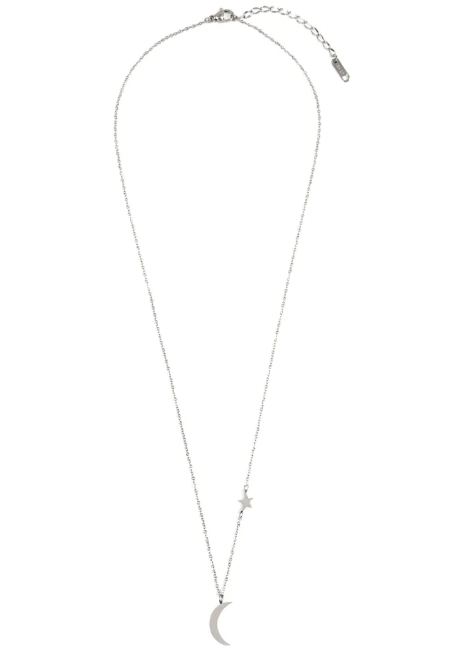 Star and Moon Pendant Necklace Silver Hey Happiness Necklaces Star and Moon Pendant Necklace Silver Hey Happiness Necklaces