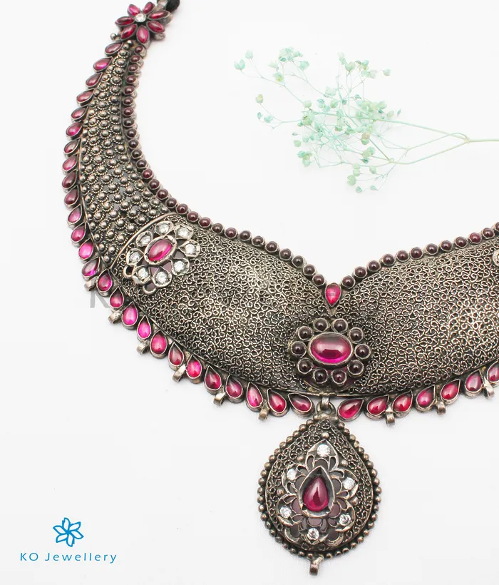 Temple Necklaces The Alvira Silver Filigree Necklace