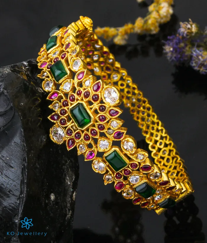 The Ahalya Silver Bracelet RedGreenSize 22242628 Silversmith Bracelets