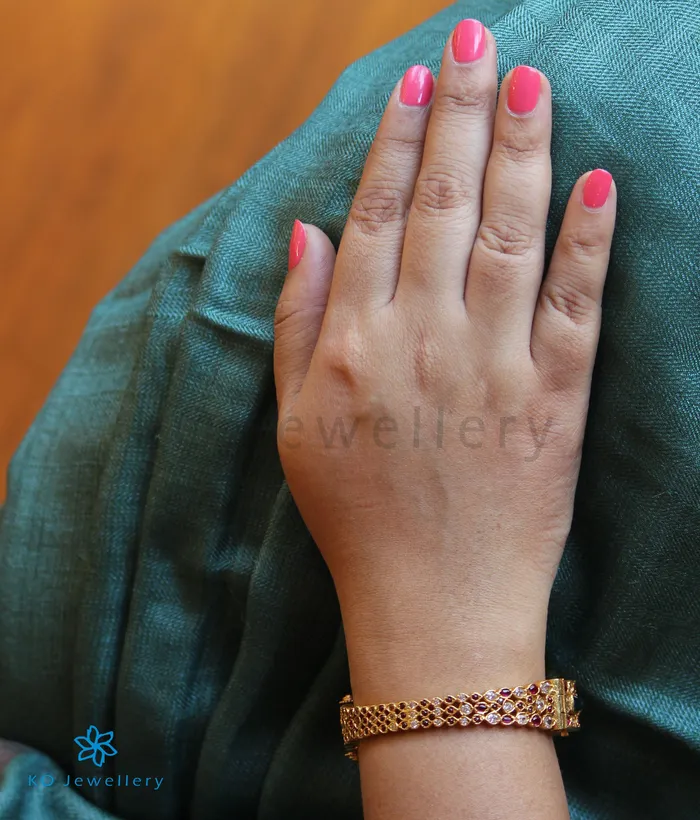 The Ahalya Silver Bracelet RedGreenSize 22242628 Silversmith Bracelets