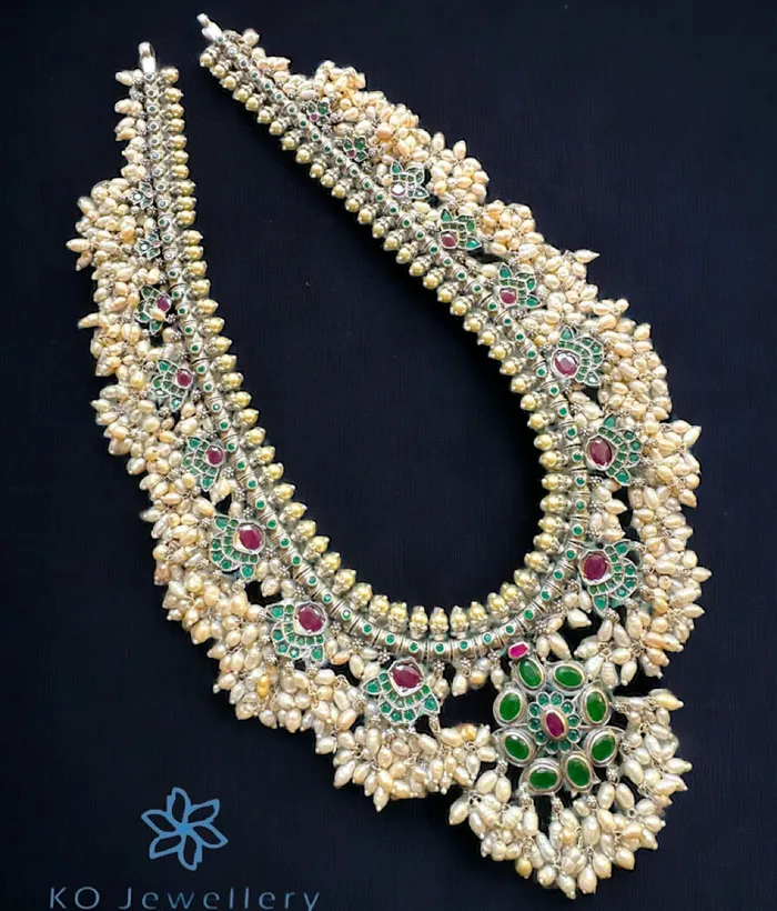 The Gaurangi Silver Guttapusalu Necklace Oxidised Silversmith Necklaces
