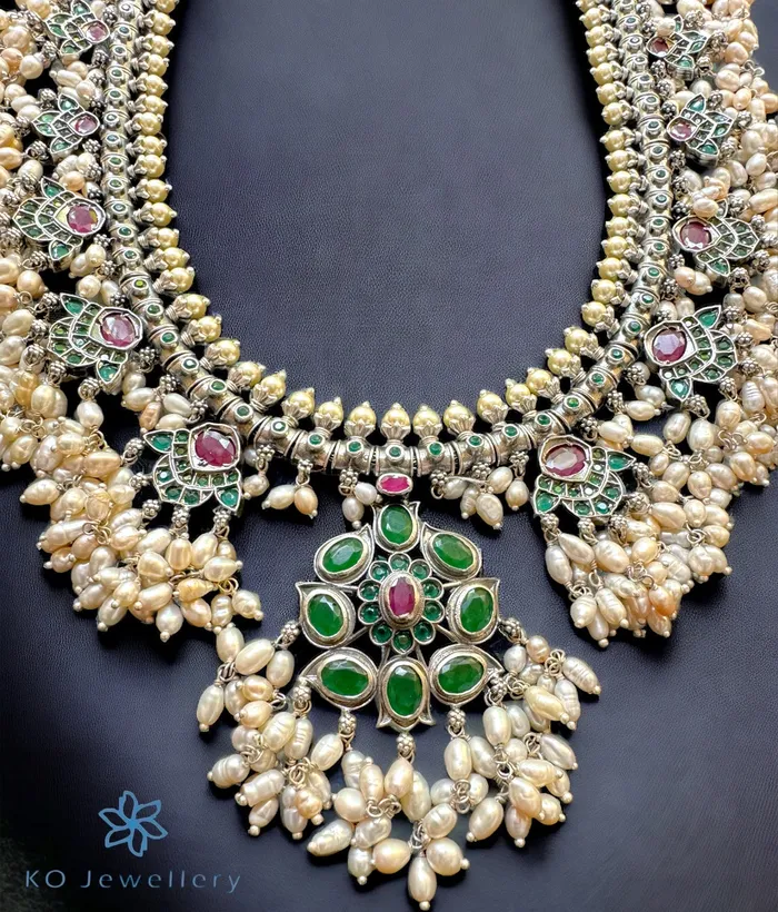 The Gaurangi Silver Guttapusalu Necklace Oxidised Silversmith Necklaces