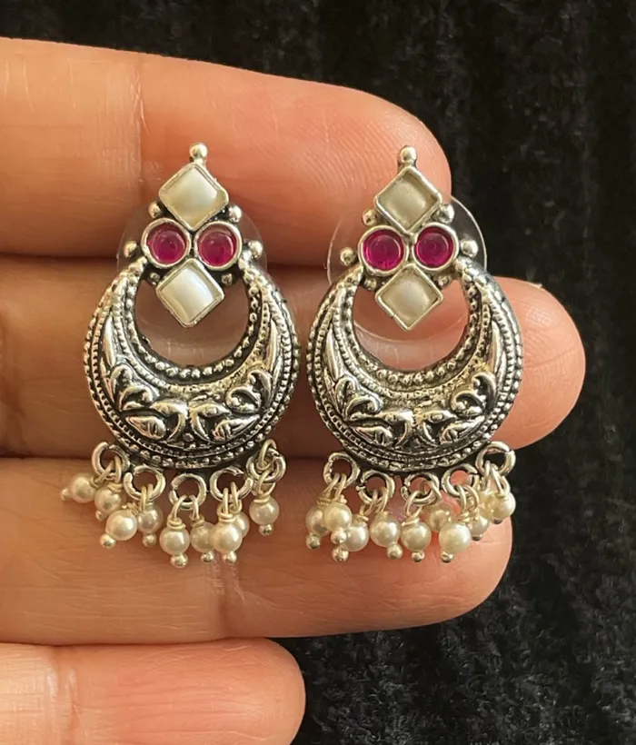 The Kiara Silver Chandbali Earrings Silversmith Earrings