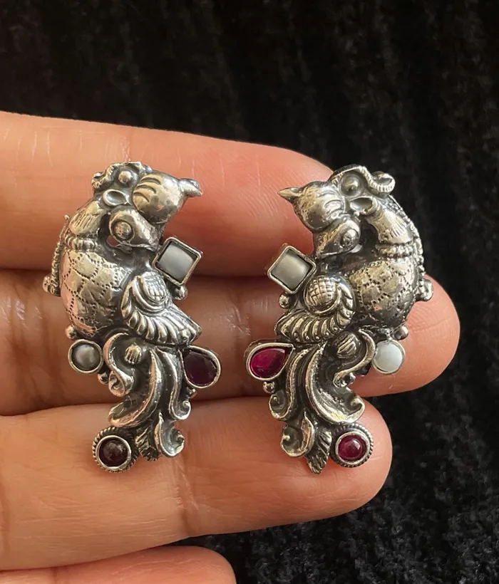 The Kiara Silver Chandbali Earrings Silversmith Earrings
