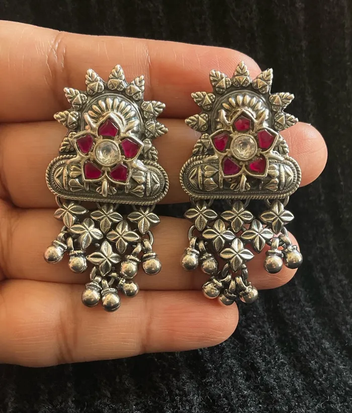 The Kiara Silver Chandbali Earrings Silversmith Earrings
