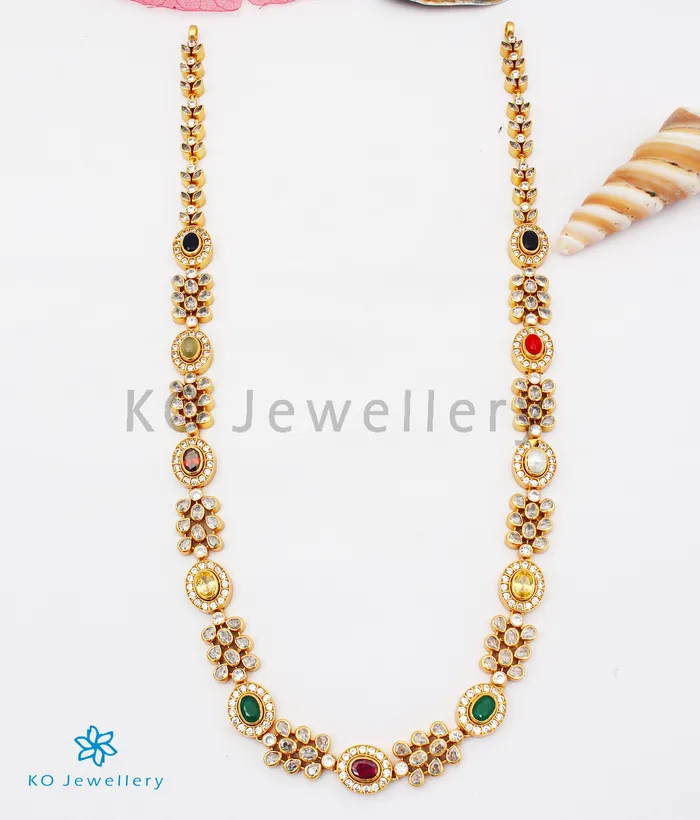The Krutika Silver Navratna Necklace Silversmith Necklaces
