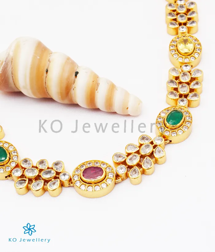 The Krutika Silver Navratna Necklace Silversmith Necklaces
