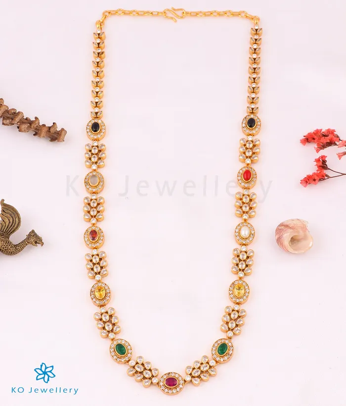 The Krutika Silver Navratna Necklace Silversmith Necklaces