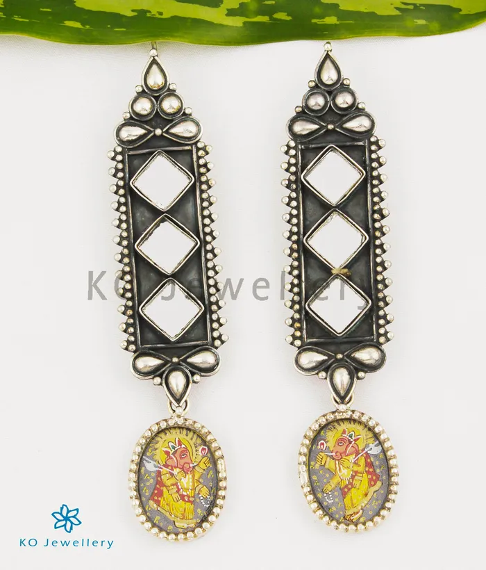 The Vignesh Silver Handpainted Ganesha Earrings Jaipur Earrings