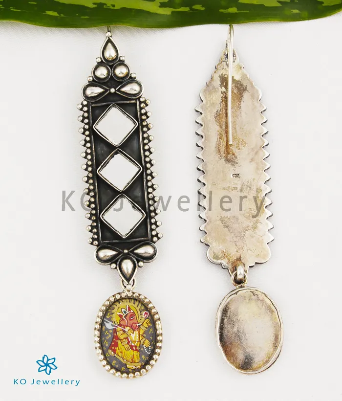 The Vignesh Silver Handpainted Ganesha Earrings Jaipur Earrings
