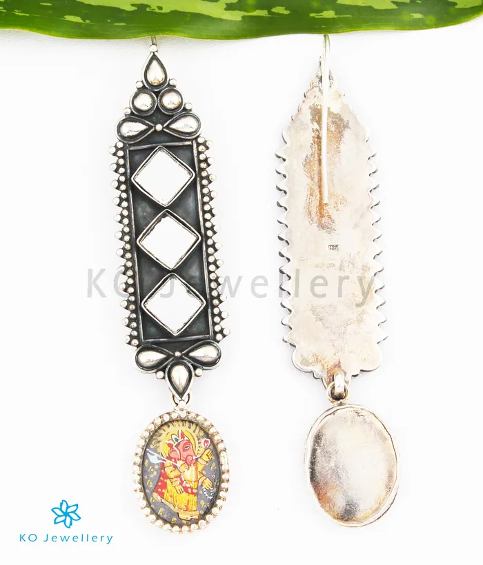 The Vignesh Silver Handpainted Ganesha Earrings Jaipur Earrings