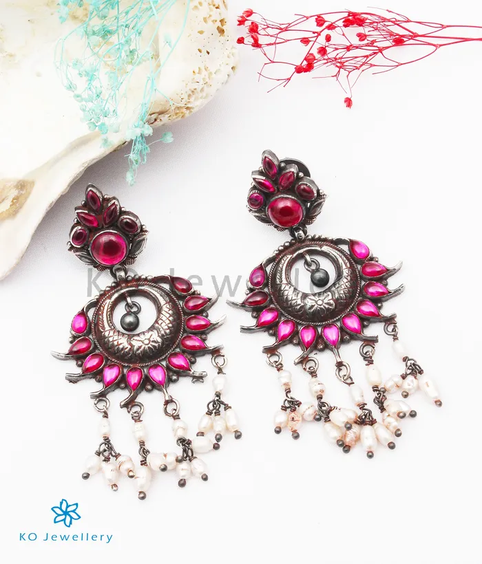 The Vihang Silver Kempu Earrings Silversmith Earrings